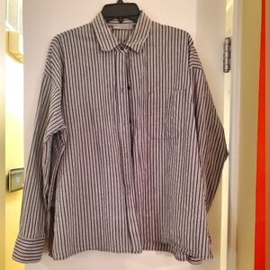 Vince cotton striped boxy tunic blouse